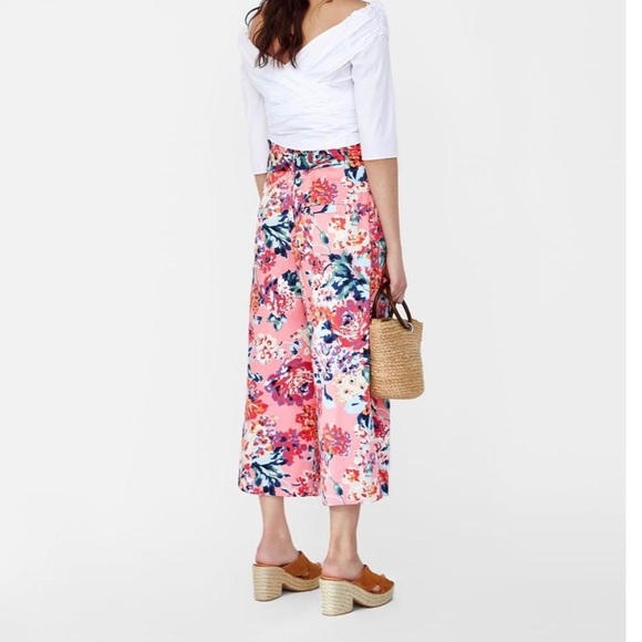 Zara Paperbag Floral Printt Pink Trousers | XS - Picture 3 of 8